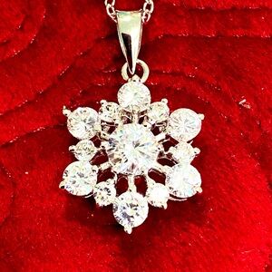 CZs Star Pendant Necklace 16”